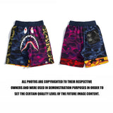 Shark Print Shorts Stitching Shorts Boys Trend Personal Leisure Shorts Fifth Pants Multicolor Camouflage Color Matching Short Pants