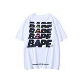 Shark Print T Shirt Summer Short Sleeve Letter Print Round Neck Pullover T-shirt