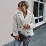 Women Sherpa Jacket Fall Winter Fashion Button Suit Collar Women's Top Plush Coat