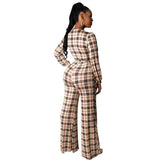 Women Plaid Catsuit Women Checkered Jumpsuit Pants Autumn and Winter Casual High Waist Lace-up Plaid Wide Leg One-Piece Trousers
