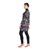 Burkini Swimwear Muslim Fashion Outfits Printed Plus Size Slim Fit Long Sleeve Swimsuit Hat
