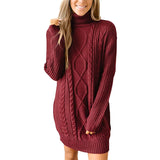 Sweater Dress Outfit With Tights 2 Piece Set Women's Long-Sleeve round-Collar Dress Knitted Pullover Sweater Women