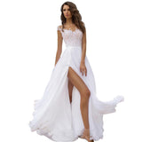 Women Lace Wedding Dress Chiffon Dress Prom Evening Dress Split Swing Dress