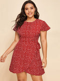 Women Plus Size Mini Dresses Irregular Short Sleeve Dress