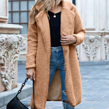 Women Sherpa Jacket Mid-Length Autumn and Winter Lapel Fur Cardigan Berber Fleece Coat