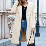 Women Sherpa Jacket Mid-Length Autumn and Winter Lapel Fur Cardigan Berber Fleece Coat