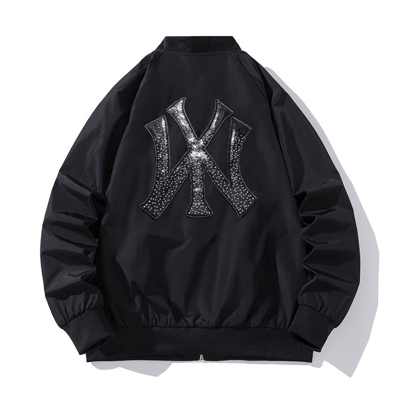 New York NYC Varsity Jacket Cotton-Padded Baseball Uniform Sequined Embroidered Jacket