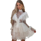 Women Lace Wedding Dress Fashion Women's Wear Long Sleeve Lace Skirt
