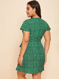 Women Plus Size Mini Dresses Irregular Short Sleeve Dress