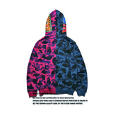 Shark Print Hoodie Autumn Men's Clothing Stitched Camouflage Long-Sleeve Zipper Hooded Sweater