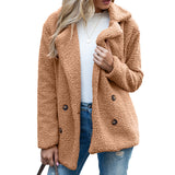 Women Sherpa Jacket Autumn and Winter Fur Coat Lapel Loose Fleece Shirt