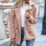 Women Sherpa Jacket Autumn and Winter Fur Coat Lapel Loose Fleece Shirt