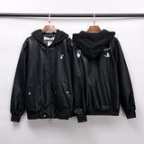 Fog Hoodie Ow off Logo Hooded Leather Jacket Coat Men's Casual High Street Fear Of God
