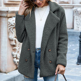 Women Sherpa Jacket Autumn and Winter Fur Coat Lapel Loose Fleece Shirt