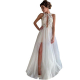 Women Lace Wedding Dress Women's round Neck Sexy Dress Fashion Evening Dress