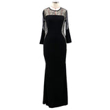 Women Lace Wedding Dress Sexy Lace Slim-Fit Long Sleeve Formal Dress