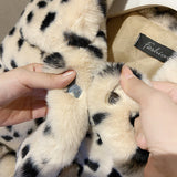 Women Dalmatian Coat Loose Lambswool Women's Imitation Fur Leopard Print