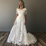 See through Wedding Dress Wedding Dress Formal Dress Sexy Short Sleeve Formal Dress