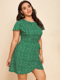 Women Plus Size Mini Dresses Irregular Short Sleeve Dress