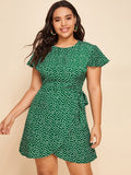 Women Plus Size Mini Dresses Irregular Short Sleeve Dress