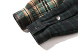 Mens Flannel Jacket Flannel Loose Street Autumn and Winter Plaid Hooded Jacket