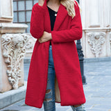 Women Sherpa Jacket Mid-Length Autumn and Winter Lapel Fur Cardigan Berber Fleece Coat