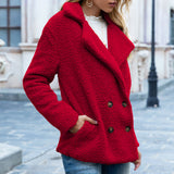 Women Sherpa Jacket Autumn and Winter Button Lapel Loose Fleece Shirt Cardigan Cashmere Wool Wool Coat Women