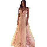 Women Lace Wedding Dress V-neck Sequins Lace Dress