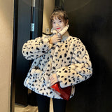 Women Dalmatian Coat Loose Lambswool Women's Imitation Fur Leopard Print