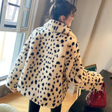 Women Dalmatian Coat Loose Lambswool Women's Imitation Fur Leopard Print