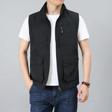 Men Utility Vest Work Zipper Tactical Work Vest Slim Pocket Jacket Men's Vest Spring and Autumn Vest Multi-Pocket Trendy Vest