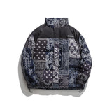 Man Fall Winter Outfis Winter Street Tide Brand Paisley Patchwork Stand-up Collar Cotton Coat Men Thermal Cotton-Padded Coat
