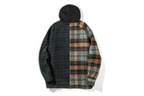 Mens Flannel Jacket Flannel Loose Street Autumn and Winter Plaid Hooded Jacket