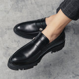 Loafers for Men round Toe Slip-on Casual British Men's Shoes