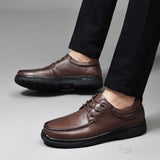 Loafers for Men Leather Shoes Cowhide Lace-up Business Casual Shoes