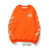 Off White Sweatshirts Long Sleeve round Neck Sweater Floral Print Long Sleeve Pullover Leisure