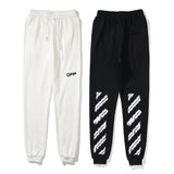 Off White Winter Pants Lettered Casual Cotton Trousers Ow Arrow
