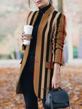 Long Sleeve Stand Collar Plaid Printed Woolen Coat
