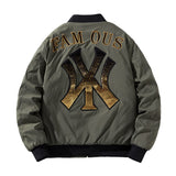 New York NYC Varsity Jacket Cotton Baseball Uniform Sequined Embroidered Jacket