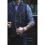 Tuxedo Vests Fall Winter Men's Denim Vest Multi-Pocket Vest