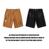 Shark Print Shorts Shark Head Embroidery Tiger Head Tooling Shorts Men's Casual Pants