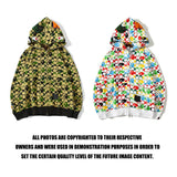 Shark Print Hoodie Shark Head Little Dinosaur Hoodie Men and Women Cardigan Coat Outerwear