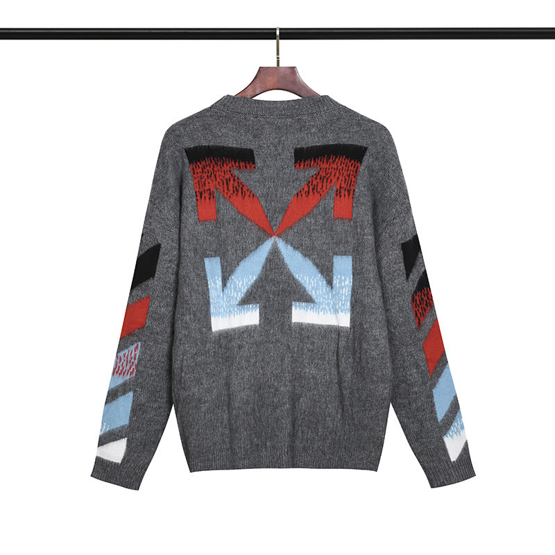 Off White Winter Sweaters Fall/Winter Off Pattern Pullover Knitted Sweater