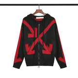 Off White Winter Sweaters Off Mohair Men and Women Zipper Sweater Cardigan Coat