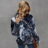 Women Sherpa Jacket Winter Warm Tie-Dyed Fur Sweater for Women