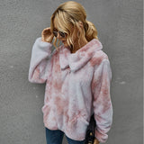 Women Sherpa Jacket Winter Warm Tie-Dyed Fur Sweater for Women