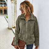 Women Sherpa Jacket Autumn and Winter Thick Warm Lapel Furry Coat Female
