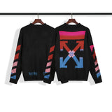 Off White Winter Sweaters Autumn and Winter Mohair Black Knitted Sweater for Men and Women