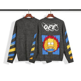 Off White Winter Sweaters Simpson Arrow Black Mohair round Neck Pullover