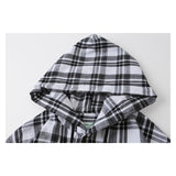 Off White Hoodie Long Sleeve Autumn Shirt Spring and Summer Plaid Striped Cardigan Hooded Shirt for Men and Women